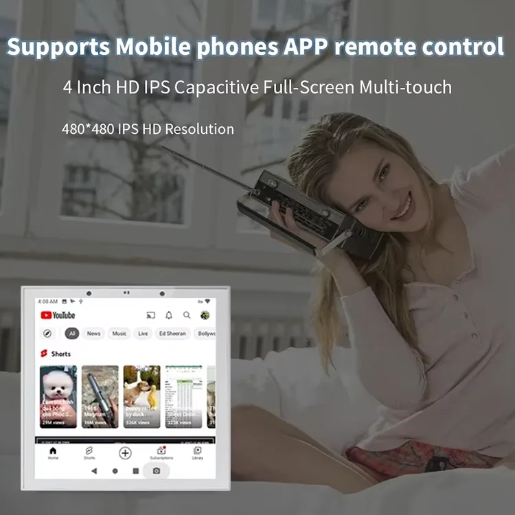 Pemutar Musik Bluetooth Android 11 4 Inci Tuya Amplifier Dinding Rumah Pintar dengan Speaker Langit-langit untuk Musik Latar Belakang