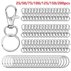 200/25pcs Swivel Lobster Clasp Keychain Stainless Steel Lanyard Snap Hook Snap Buckle Jewelry Making DIY Craft Hang Rope Chain