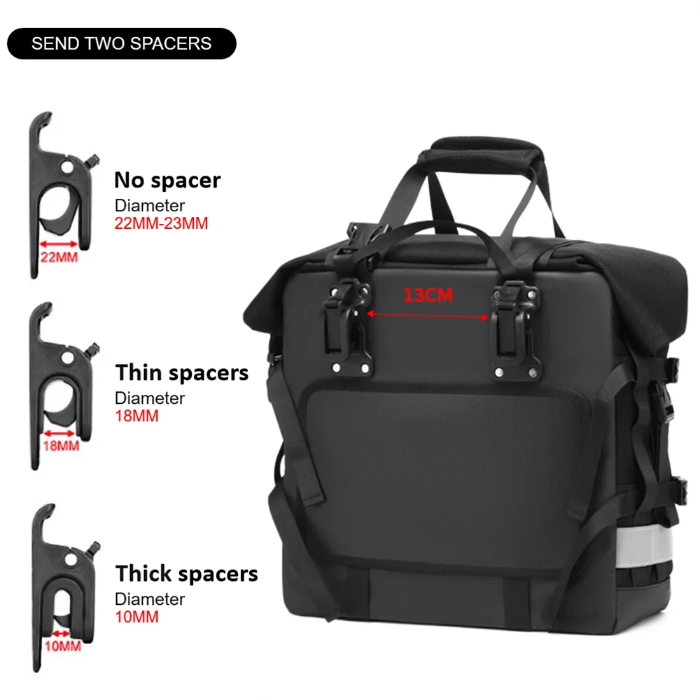 Tas sadel sepeda motor 20L-30L, tas samping Universal dengan 100% dapat dilepas tahan air, tas dalam perjalanan koper sepeda motor