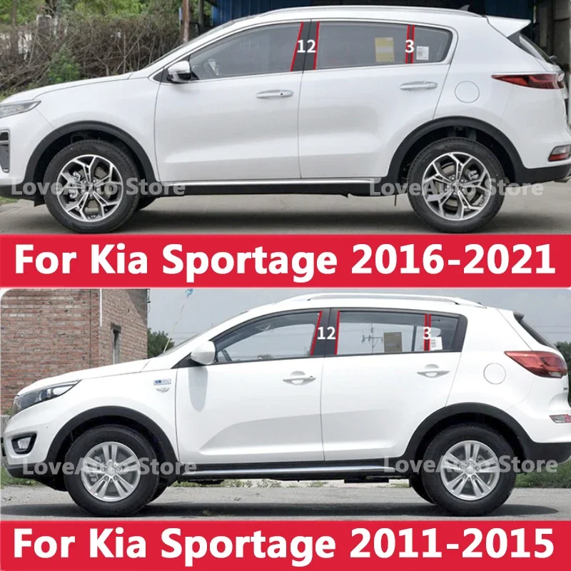

For Kia Sportage 2021 2020 2019 Car Window Central Column B C Pillar Cover Moulding Sticker Exterior Window Frame 2011-2018