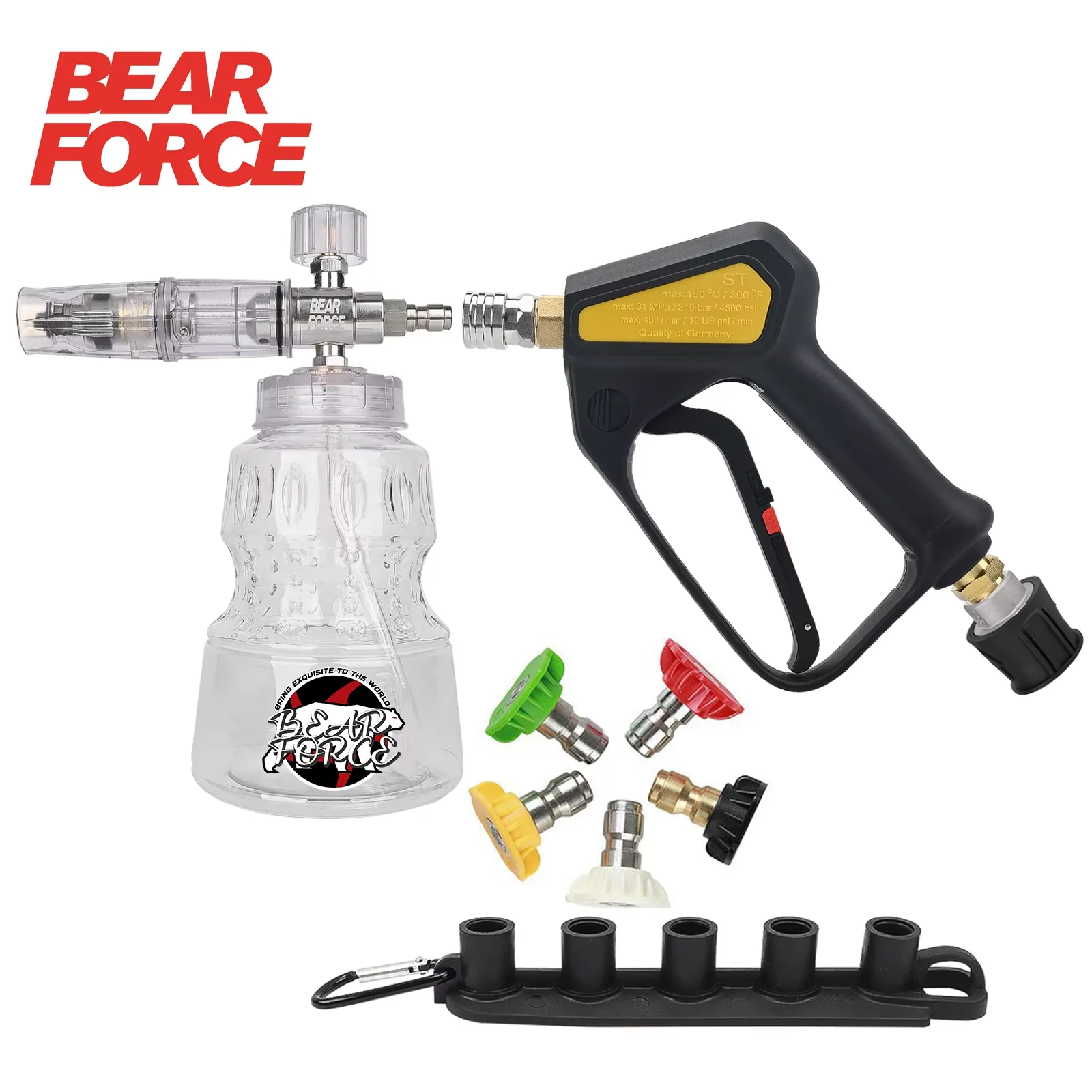 Replacement Short Pressure Washer Gun Swivel with M22 Inlet-14mm & Aluminum Foam Cannon Adjustable Thick Foam Spray Gun Kit