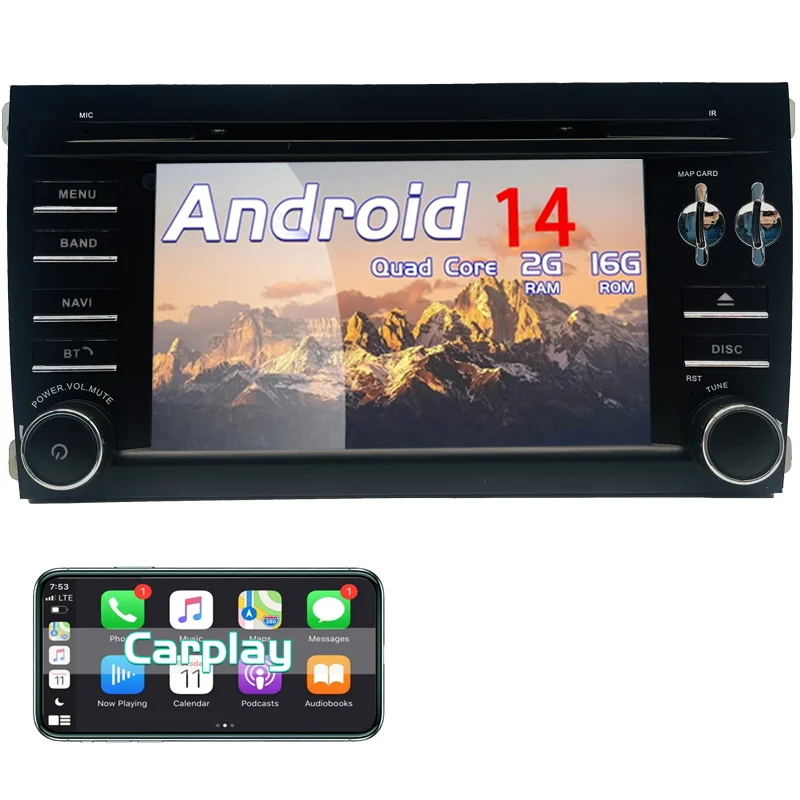 

Android car radio for Porsche Cayenne 2003-2010 stereo screen Carplay Android Auto Bluetooth GPS Navigation FM radio 7’ [2+16G]
