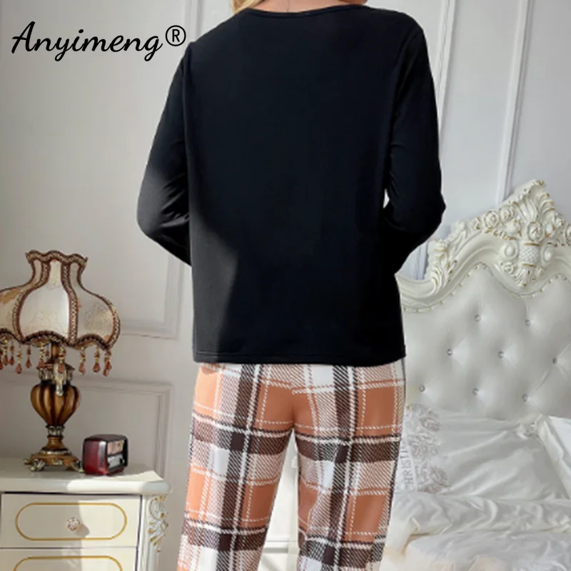 HOT Spring Autumn New Women Pajamas Set Long Sleeves Full Pants Pijama Milk Silk Sleepwear Leisure Loungewear Girls Nightwear