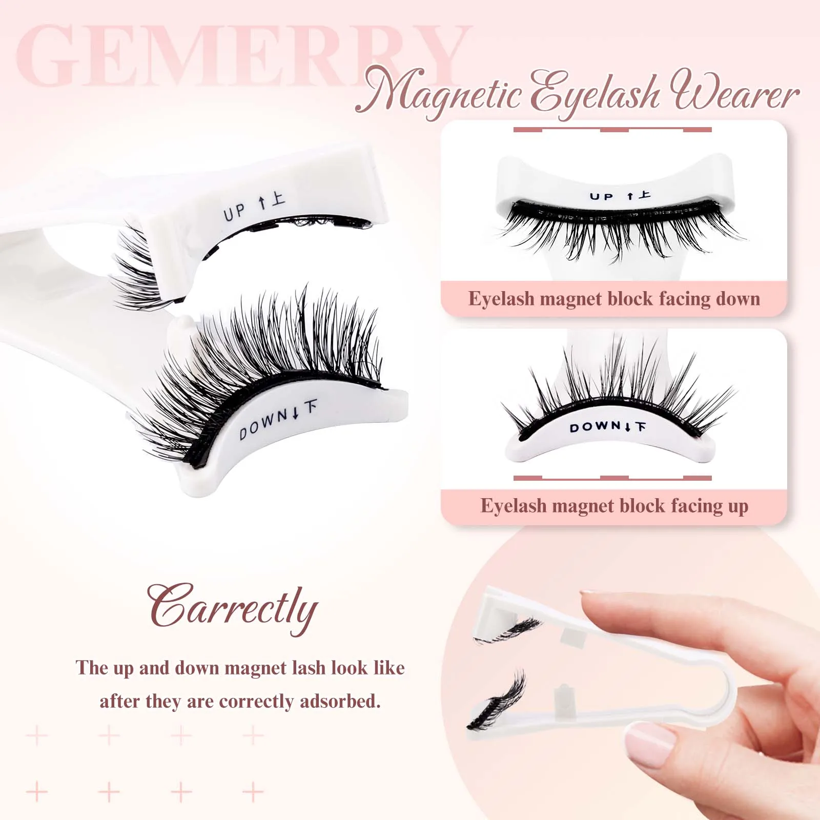 GEMERRY Magnetic Eyelashes with Applicator Natural Look Reusable Soft Strip False Lashes No Glue Makeup Kit Easy to Wear  Remove