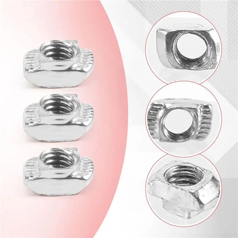 Leading-100 Pcs M5 Hammer Nut Carbon Steel Aluminum Connector T Fastener Sliding Nut