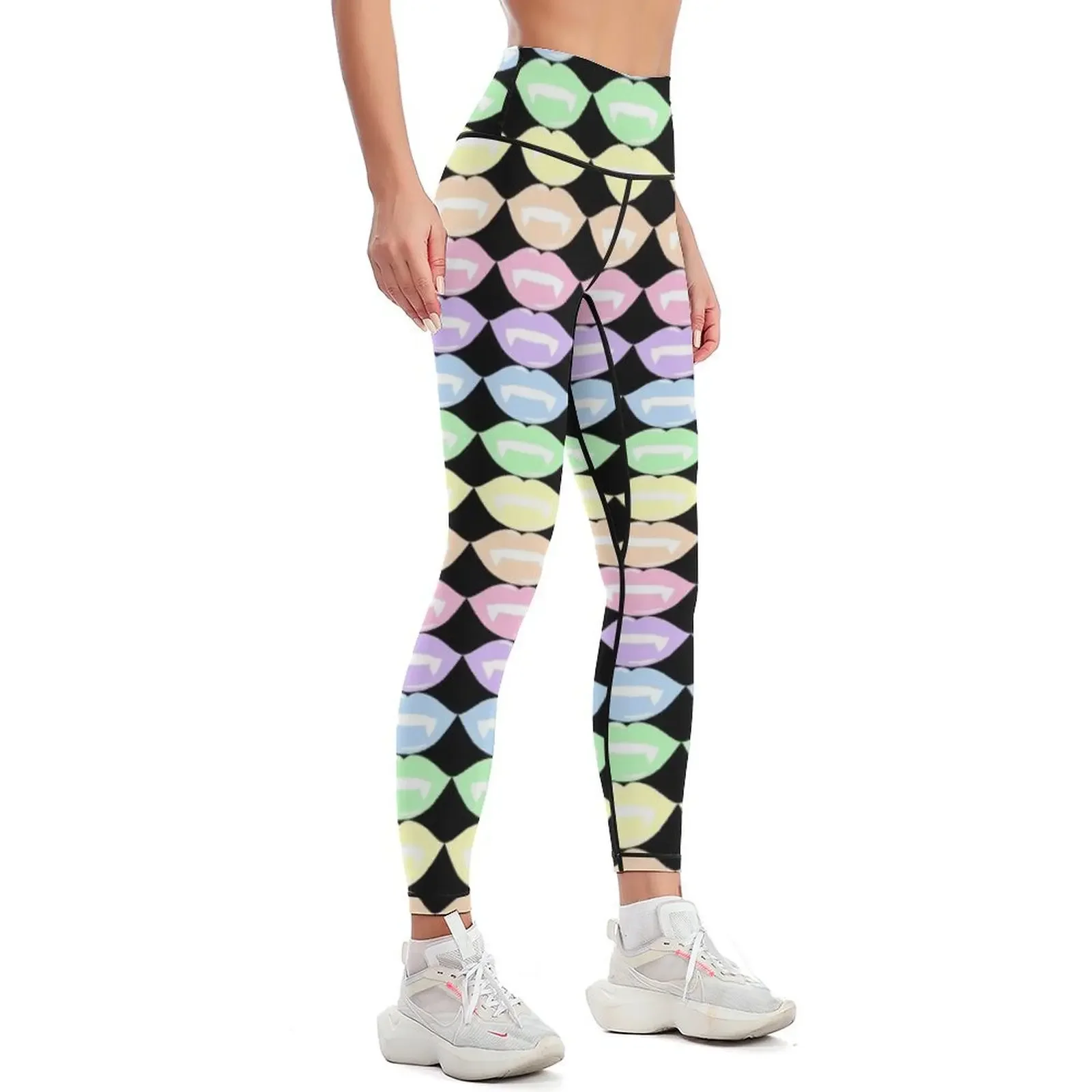 Pastel Rainbow Vampire Lips - Vertical Leggings sportswear gym legging gym Jogger pants Womens Leggings