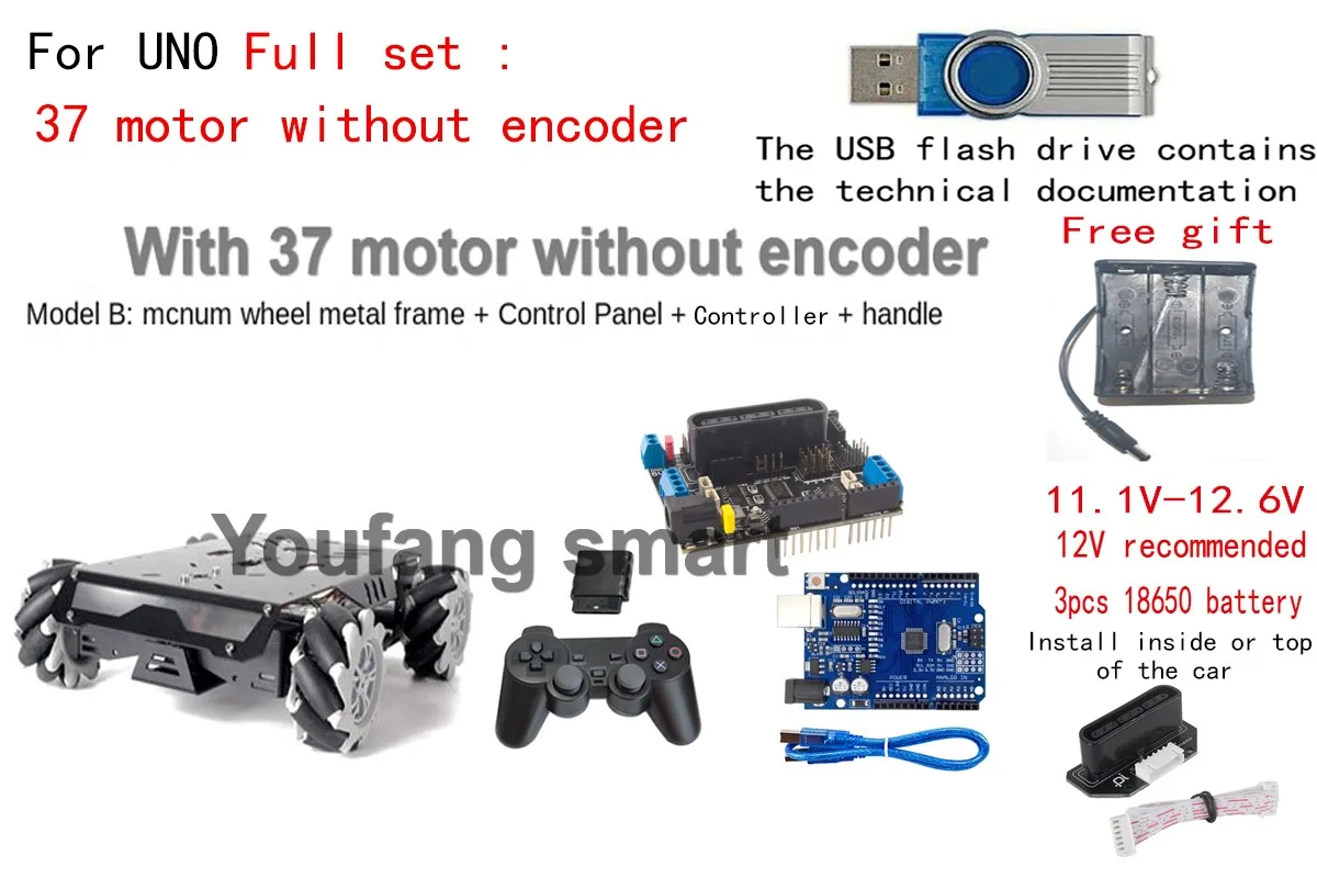 YoufangSmart 10-25Kg Last RC Tank V3 3D 4WD Mecanum Rad Roboter Auto Für Arduino Roboter DIY Kit mit Motor Ps2 Griff ESP32 Programmierbare Roboter 4