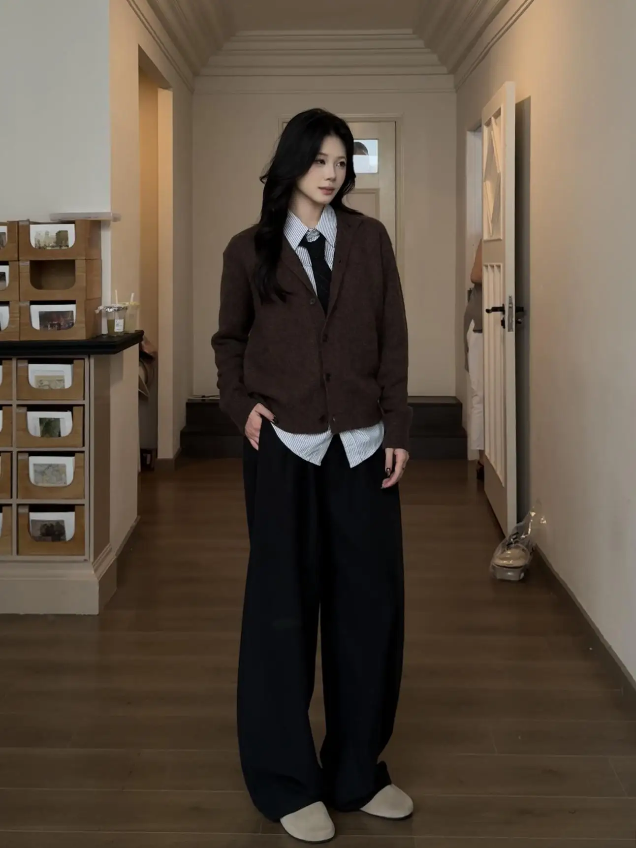 

Cleanfit Lazy Sle Knitted Sweater f High Collar Cardigan Mixed Wool Flower Yarn Women's Loose Fit Autumn Casual Knitwear