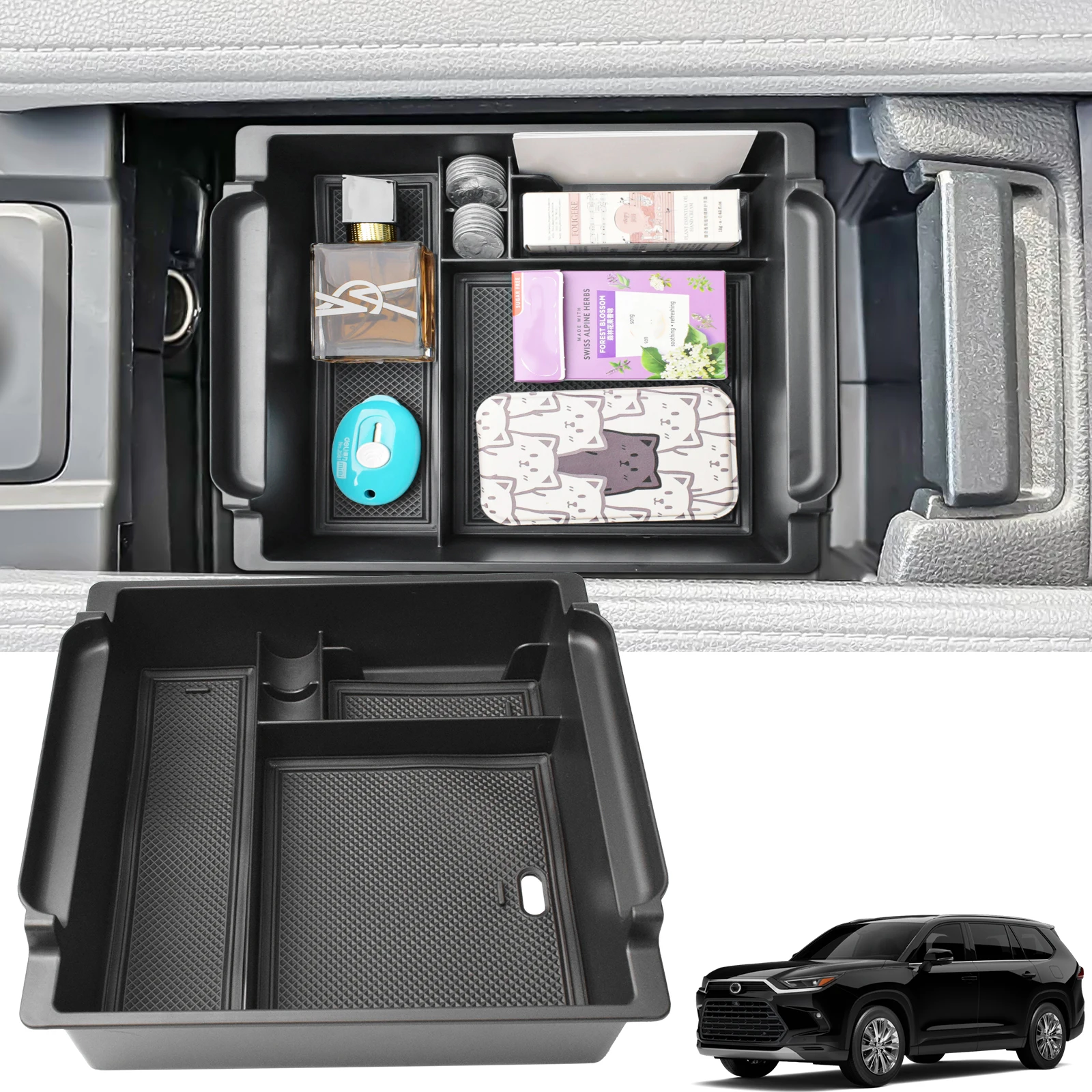

Tucknbox For 2024 Toyota Grand Highlander Center Console Organizer Dashboard Tray Armrest Box Storage Accessories Secondary Box