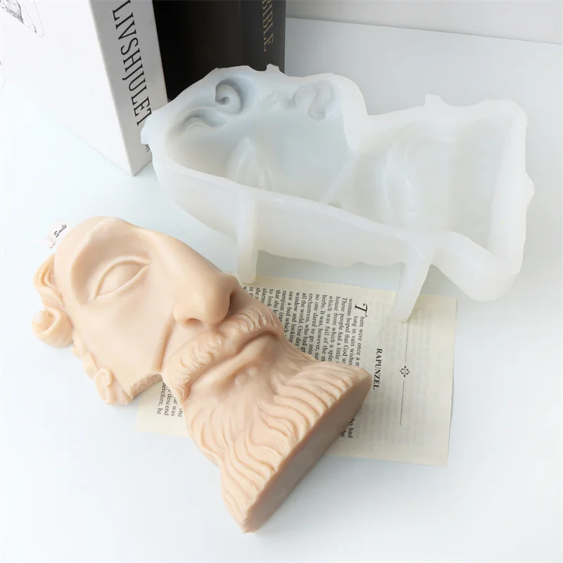 Large Human Face Statue Silicone Candle Mold 3D Michelangelo David Gypsum Soap Resin Making Tool Chocolate Mould Home Art Decor
