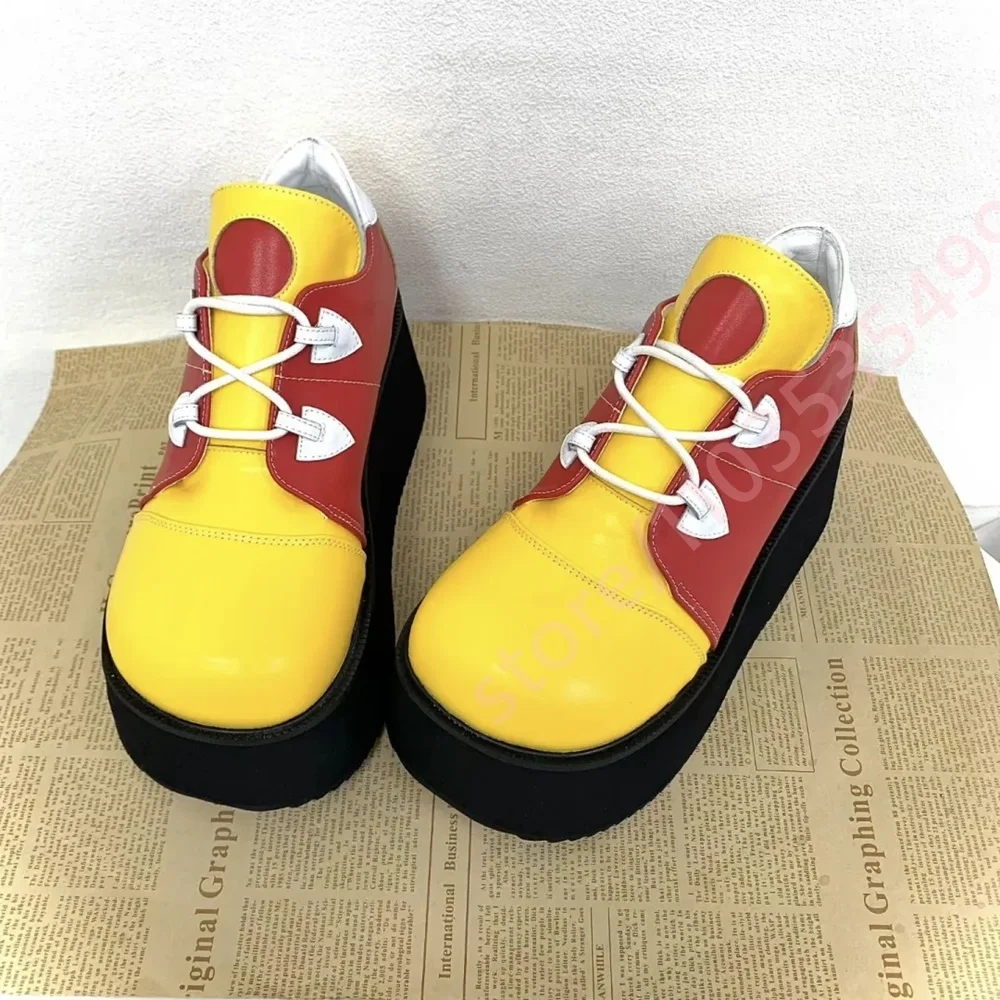 Women Color Block Platform Sneakers 2026 Round Toe Lace‑Up Wedge Sole Y2K Harajuku Cosplay Street Fashion Gothic Casual Shoes