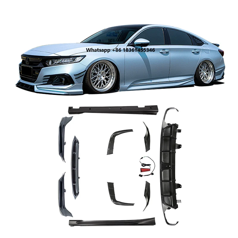 For Accord 2021-2022 New Style Body Kit with Front Bumper Lip Side Skirt Rear Diffuser Spoiler 2