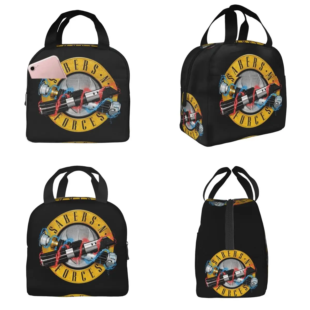 Guns N Roses Lightsaber Merch Lunch Bag Portable Insulated Canvas Cooler Bag Thermal Food Picnic Lunch Box