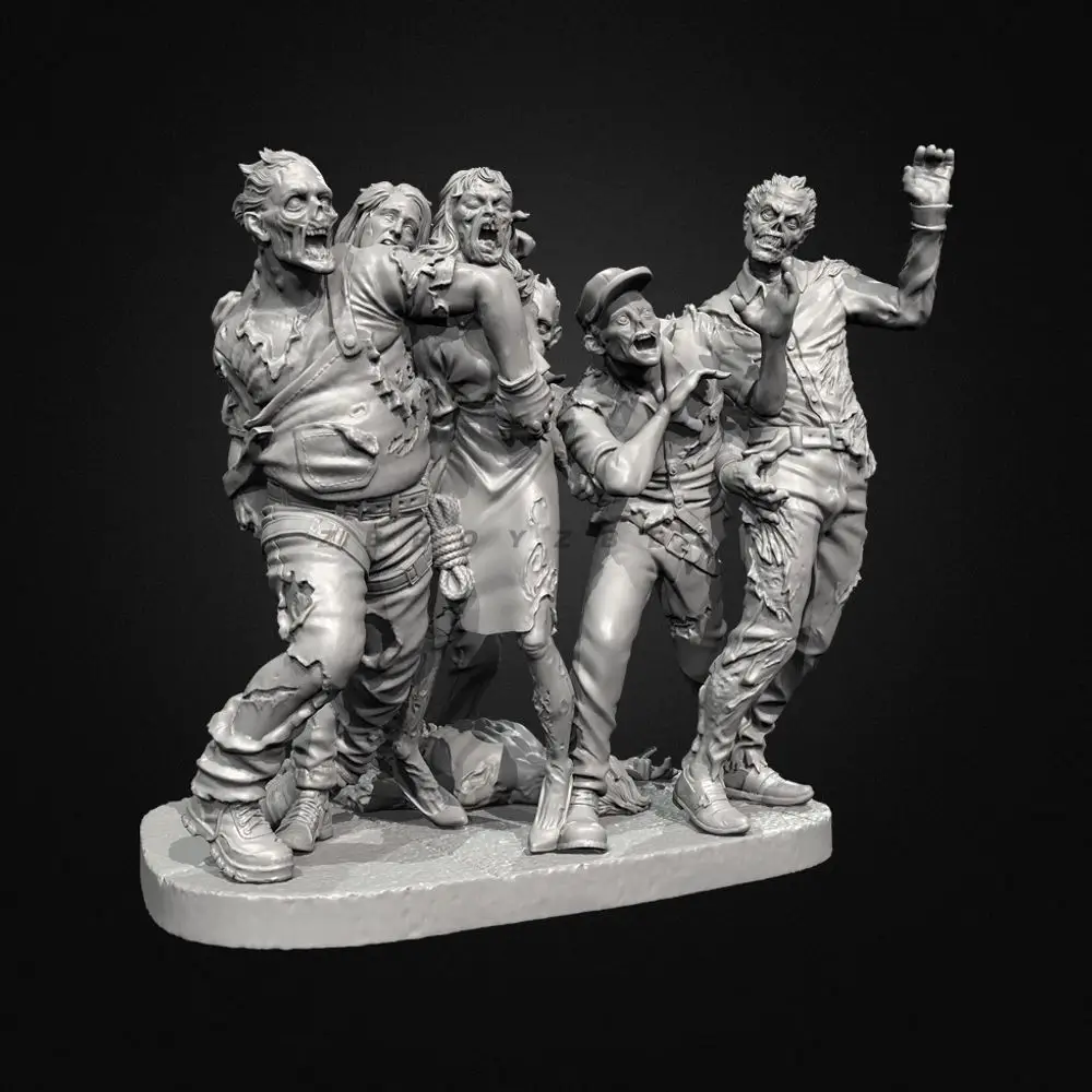 38mm  50mm 75mm Zombies Group White Model Self-assembly Figurines DIY Coloring Decoration Crafts 3D Printed Miniatures