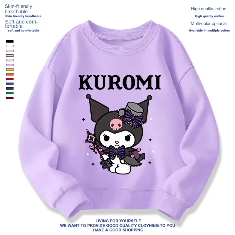 Girls Pullovers Melody Sanrio Cartoon Anime Kids Clothes Autumn Warm Plush Round Neck Pullover Cute Sweatshirts for Children