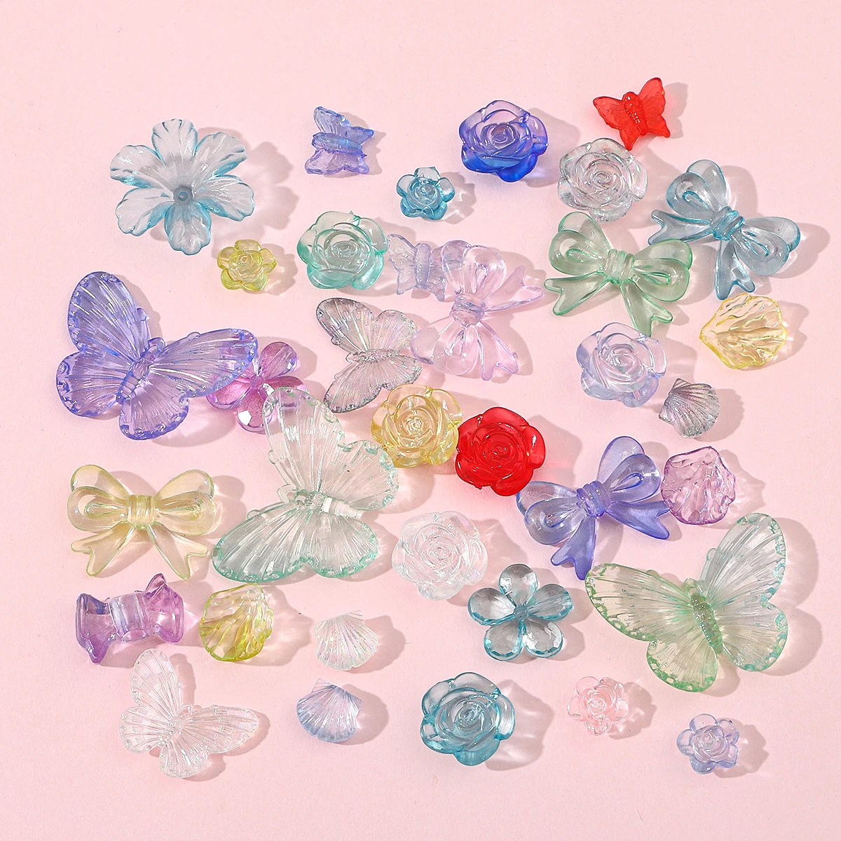 30 gr/beutel Acryl transparente Farbverlauf Blume Serie Perlen einzigartige lose Perlen handgemachte DIY Schmuck Armband Ohrringe Zubehör m