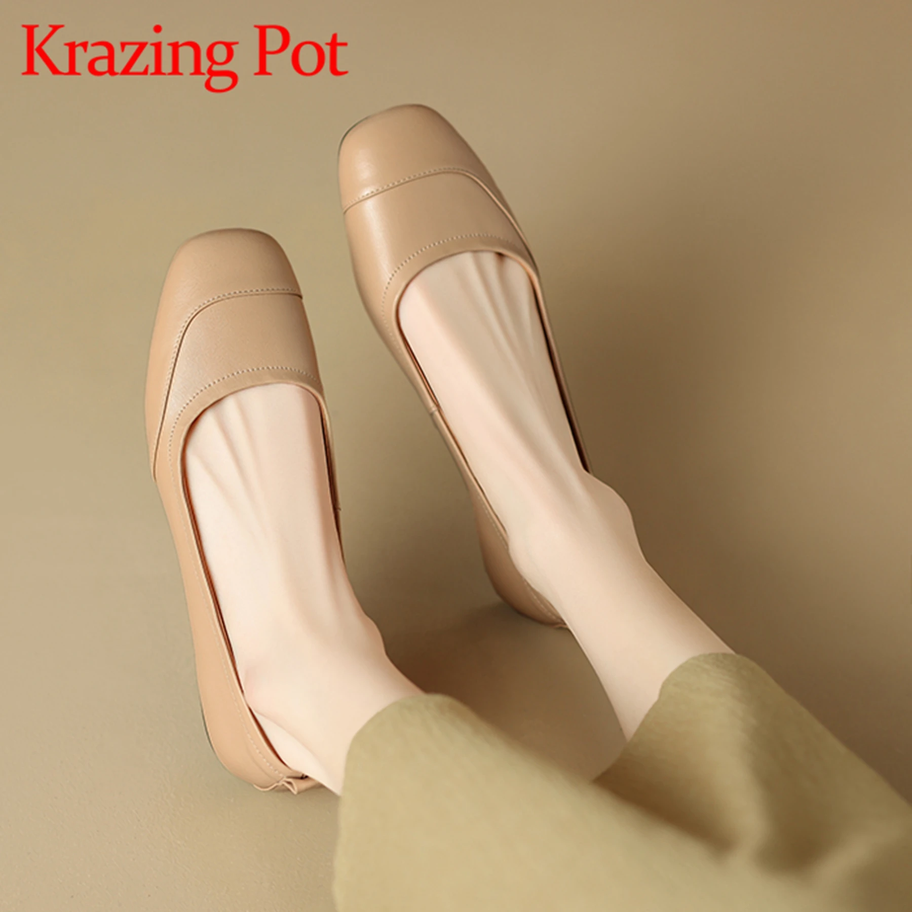 

Krazing Pot 2024 Full Grain Leather Round Toe Women Spring Modern Slip On Summer Fashion Street Wear Concise Style Ballet Flats