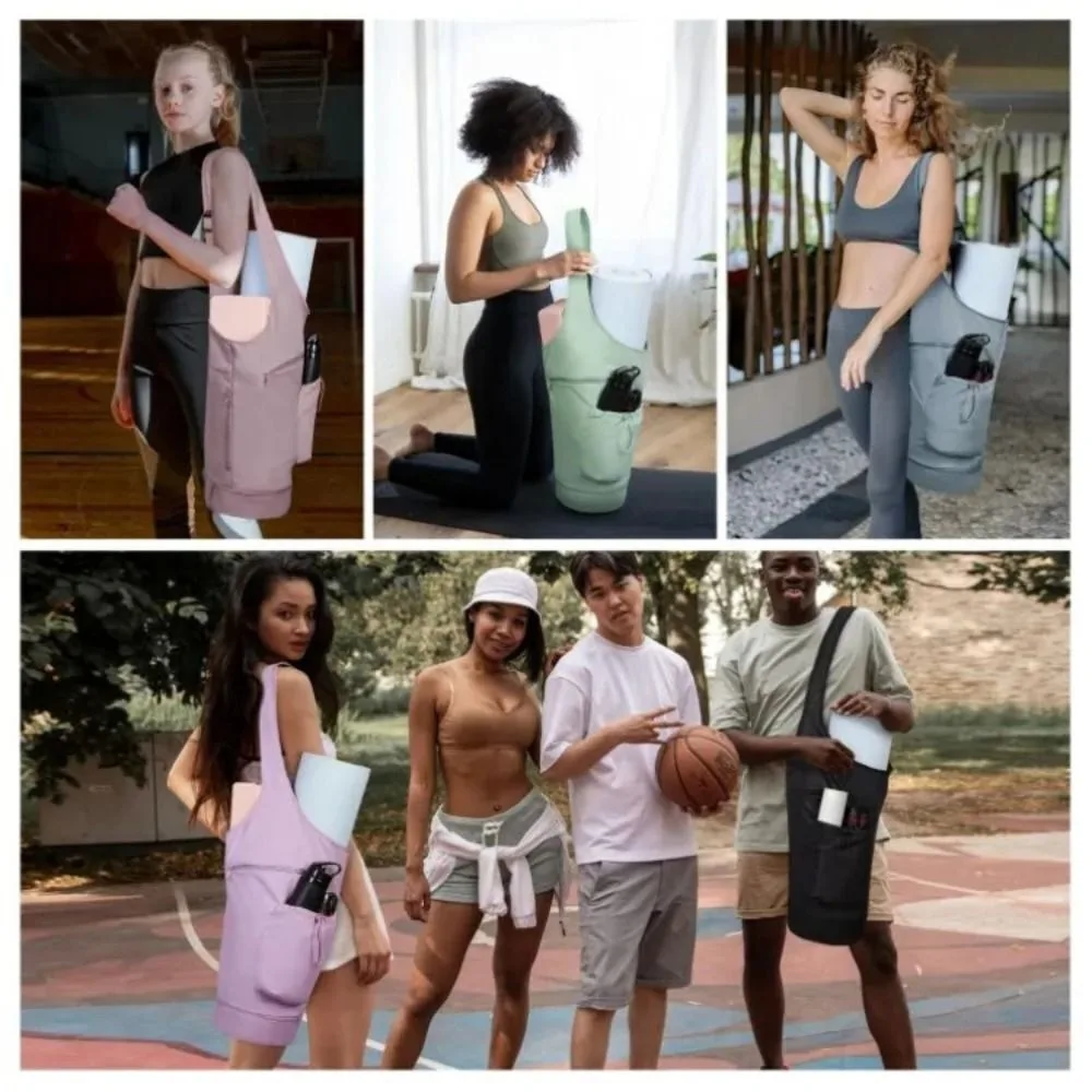 

Новая большая вместительная сумка-держатель для коврика для йоги с сумкой для бутылки с водой, сумка для спортивного коврика для фитнеса, женская водонепроницаемая сумка для фитнеса