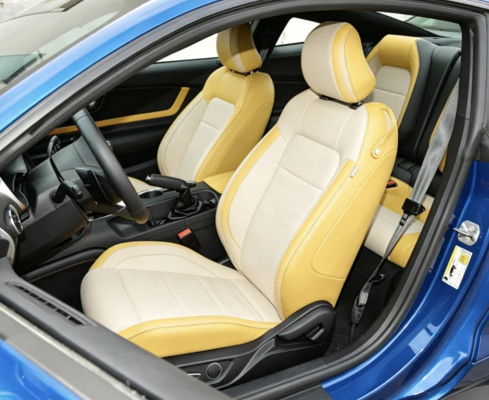 Für Mustang GT 2015~2022 Maßgefertigte Autositzbezüge Luxuriöses Nappaleder 100% Passgenau Innenraumzubehör 360 ° Vollständige Abdeckung – Detail 2