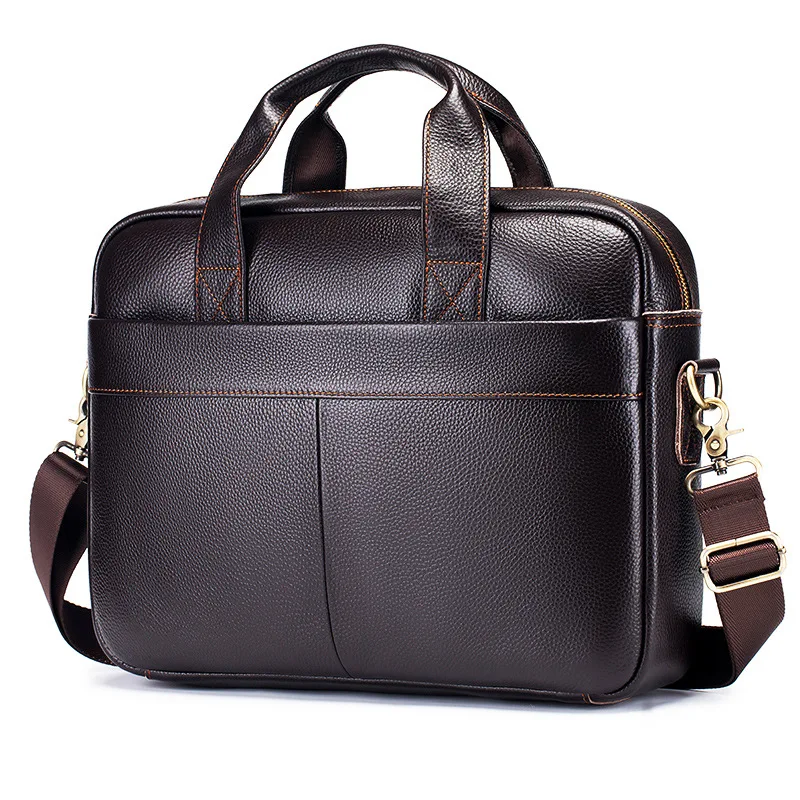 Business Laptop Bag Men Retro Genuine Leather Handbags Male Travel Briefcases Men 14 \