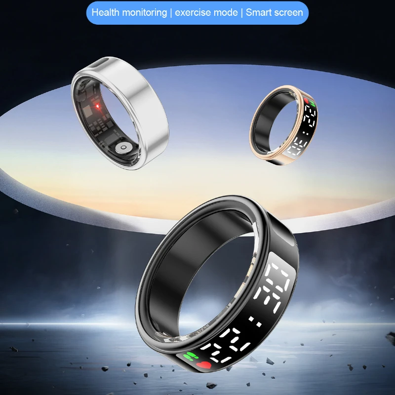 Smart Rings Display Screen Set Waterproof Health Tracker Heart Rate Sleep Healths Monitoring Ring Wearable Smarts Jewelry