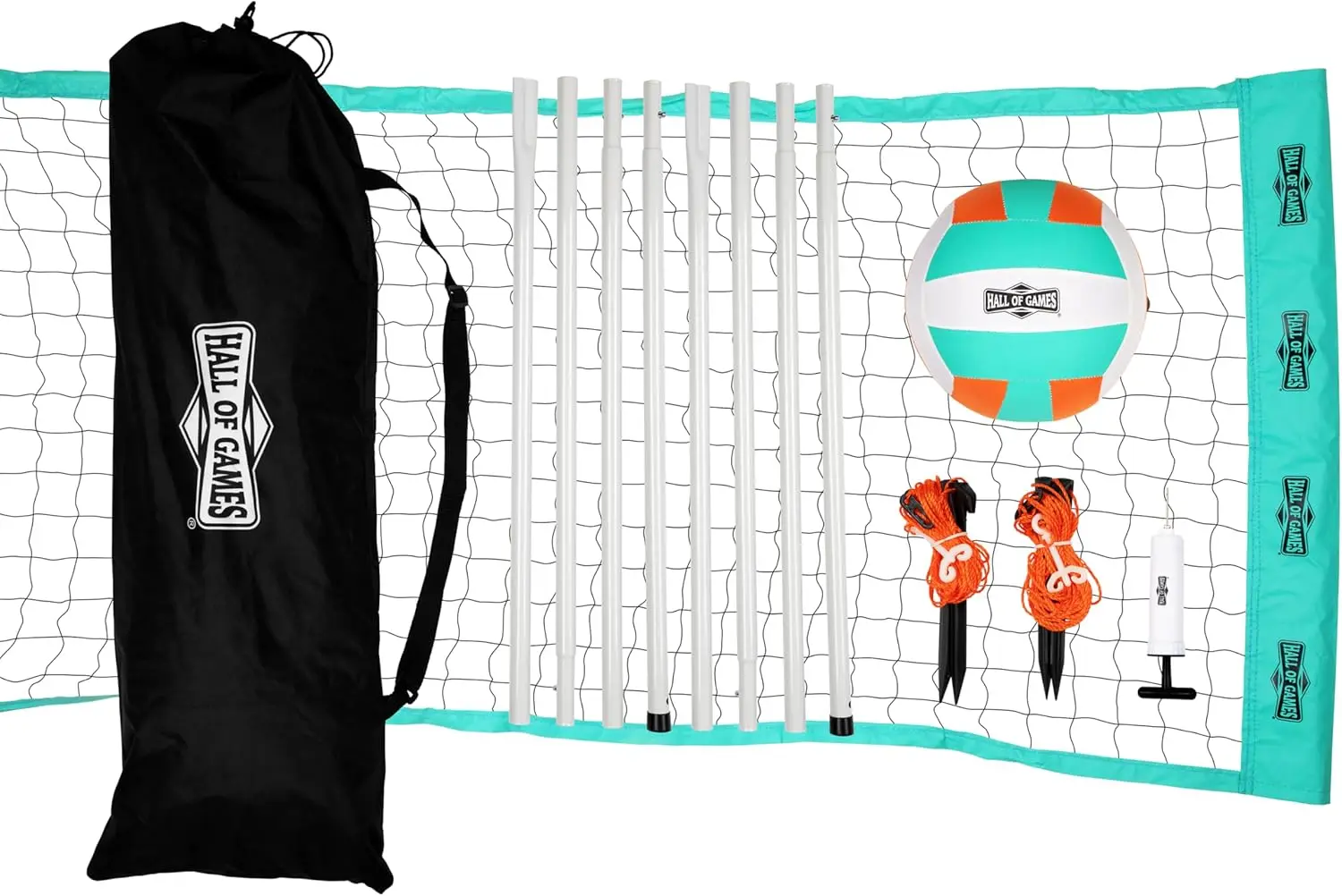 Adjustable Outdoor Volleyball Net Set with Steel Poles, Carrying Bag, and Official Ball for Parties