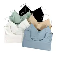 Camisole Sexy de couleur unie pour femmes, Tube en soie glacée, débardeur de sport sans couture, sous-vêtements sans fil, soutien-gorge rembourré, gilet Bralette, 1 pièce 2