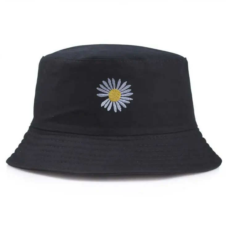 Kapelusz typu bucket hat z motywem stokrotki, bawełniany kapelusz wędkarski, kapelusz typu boonie z daszkiem, ochrona przed słońcem, safari, lato