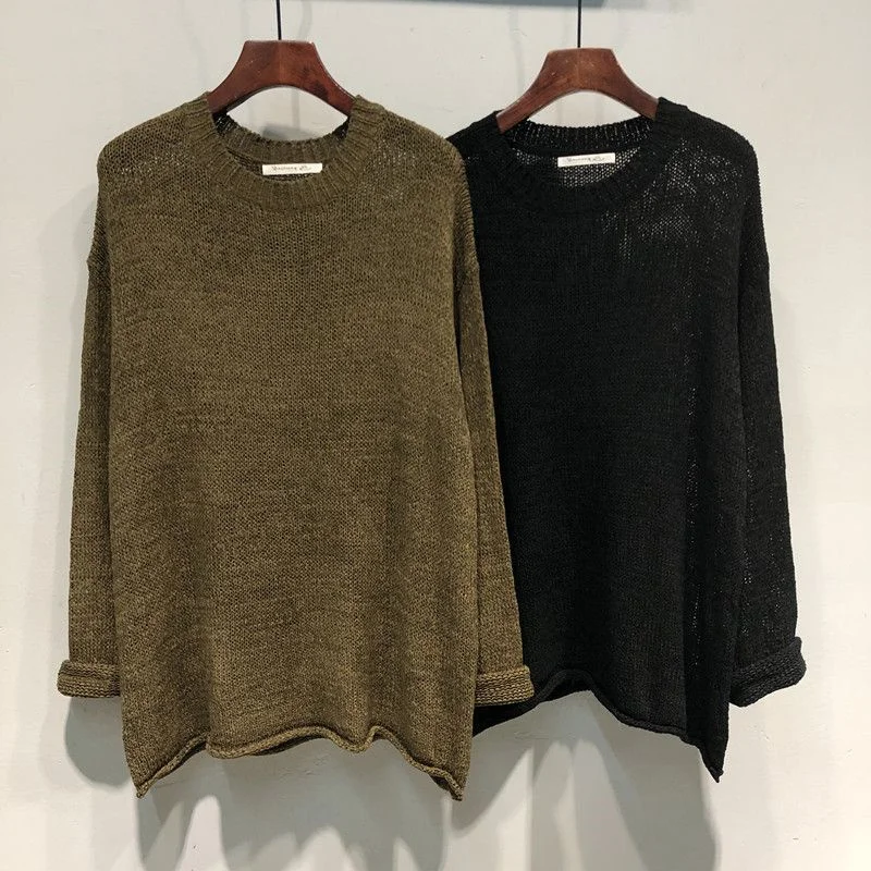 

Женский вязаный свитер больших размеров, свободный, ажурный, на весну-осень, удлиненный, скрывающий недостатки фигуры, универсальный, повседневный, в корейском стиле