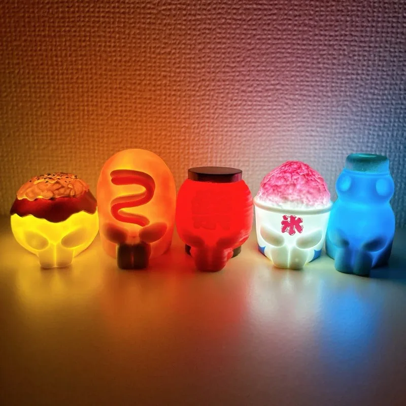 Capsule Toy Cartoon Sitting Posture Food Luminous Takoyaki Hot Dog Lantern Shaved Ice Figures Collection Ornaments Kids Gifts
