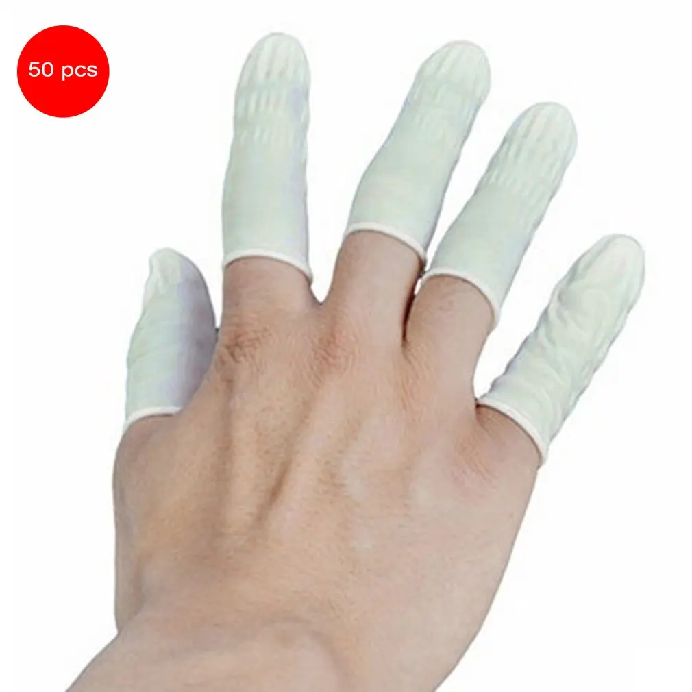 50PCS/SET Finger Cots Natural Latex Anti-Static Practical Design Disposable Makeup Eyebrow Extension Gloves Tools Fast Delivery