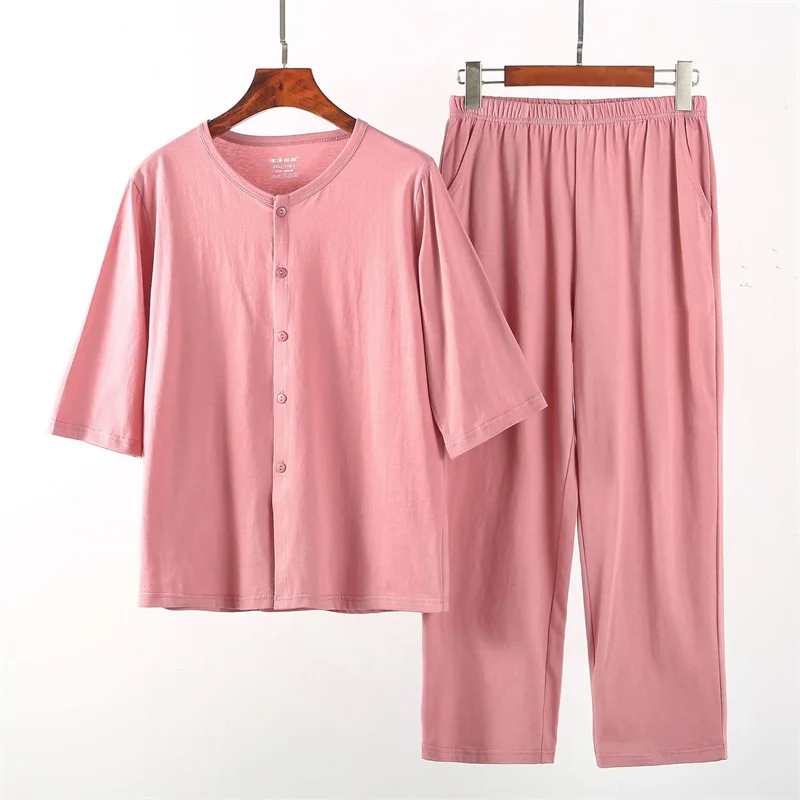 

2XL-6XL комплекты брюк с рукавами 3/4, новые женские пижамы из 100% хлопка, домашняя одежда больших размеров, весенне-осенняя одежда для сна, пижама
