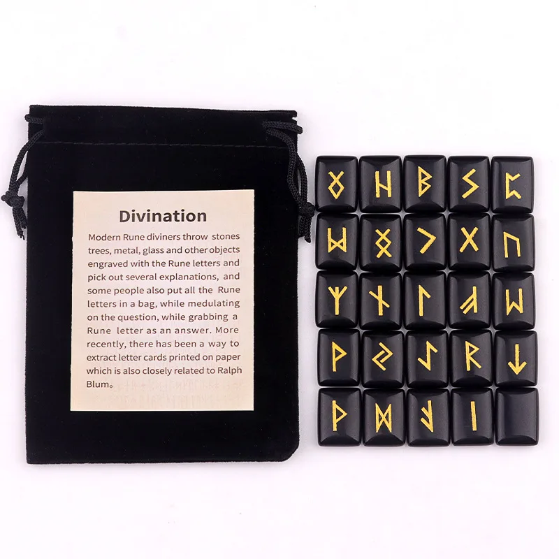 Rune Stone Set – 25 Carved Crystals for Divination & Healing (7 Styles) 4