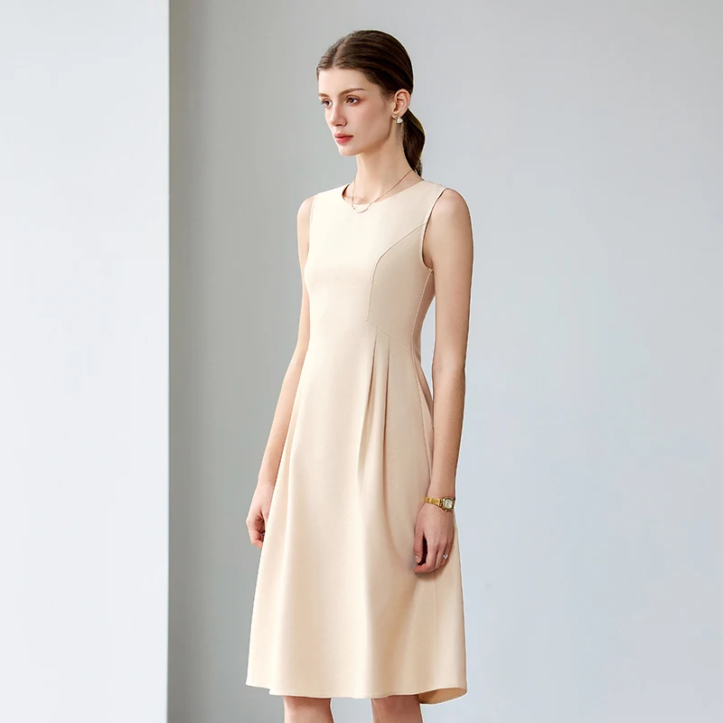 NAVIU – robe débardeur sans manches pour femmes, tenue de bureau coréenne formelle, ligne a, robe de travail d'été pour dames, abricot noir Orange