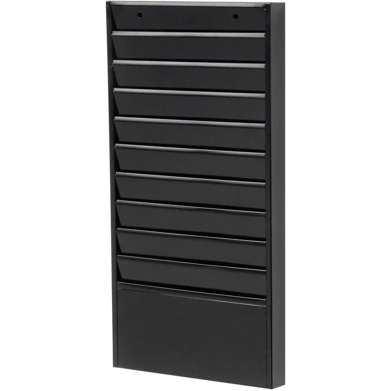 Steel Medical Chart Hanging Wall File Holder, 10 Pockets, Black