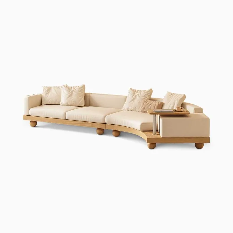 

Japanese-style solid wood sofa, casual simple living room Nordic corner fabric sofa combination