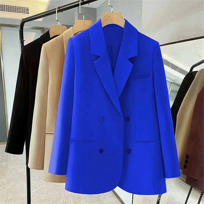 Korean Women Blazer Suit Jacket Spring Autumn Lady Long Sleeve Blazers Coat New Advanced Feeling Female Double-breasted Outwear