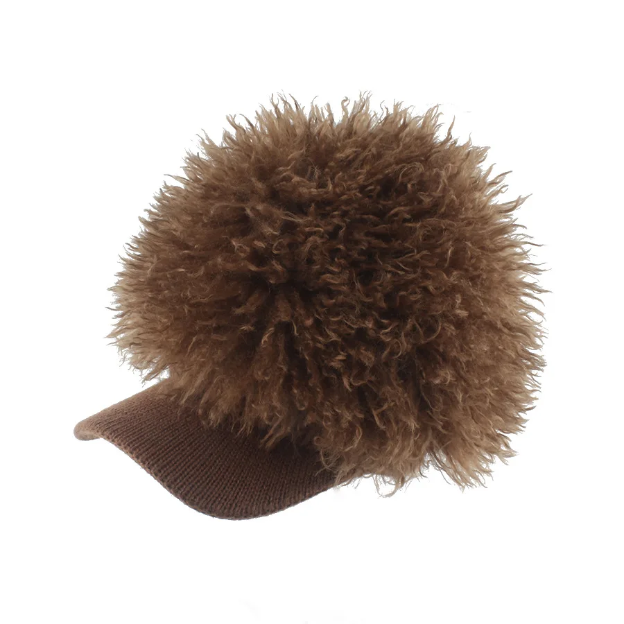 Nuevo 2024 Otoño Invierno nueva gorra de béisbol de punto de terciopelo peludo para hombres y mujeres Unisex divertida peluca sombrero cálido mujeres gorra de béisbol de lana