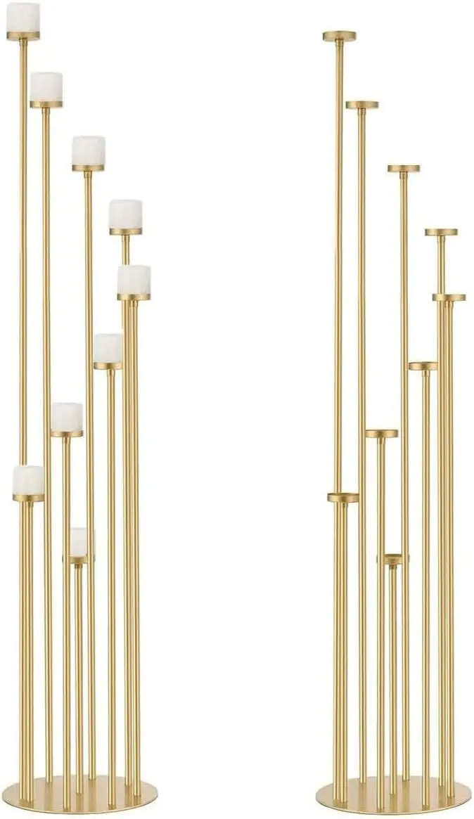 

2pcs 9 Arm Candelabra Floor Candle Holders Tall Set for Wedding Gold Candelabras Candle Stand