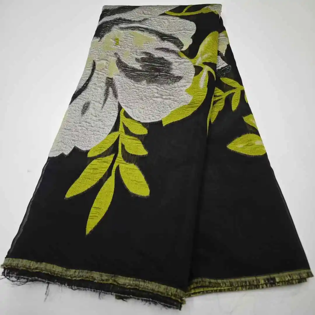 

African Brocade Jacquard Lace Fabric Damask 5 Yards French Gilding Lace Fabric For Wedding Party Dress Sewing