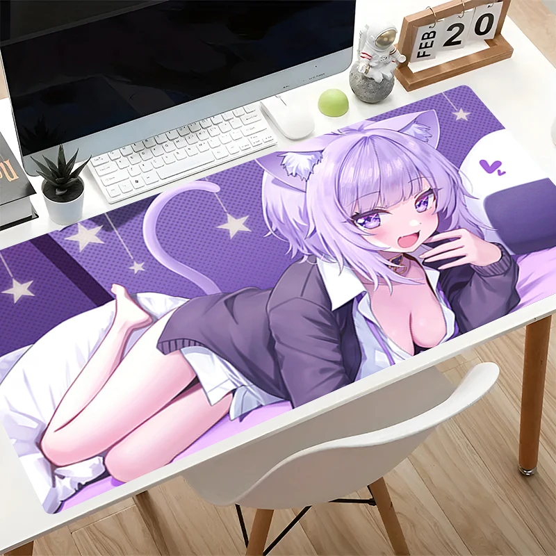 Popular Anime Mousepad H-hololive Nekomata Okayu kawaii Desk Mat Office Computer Mouse Pad Keyboard