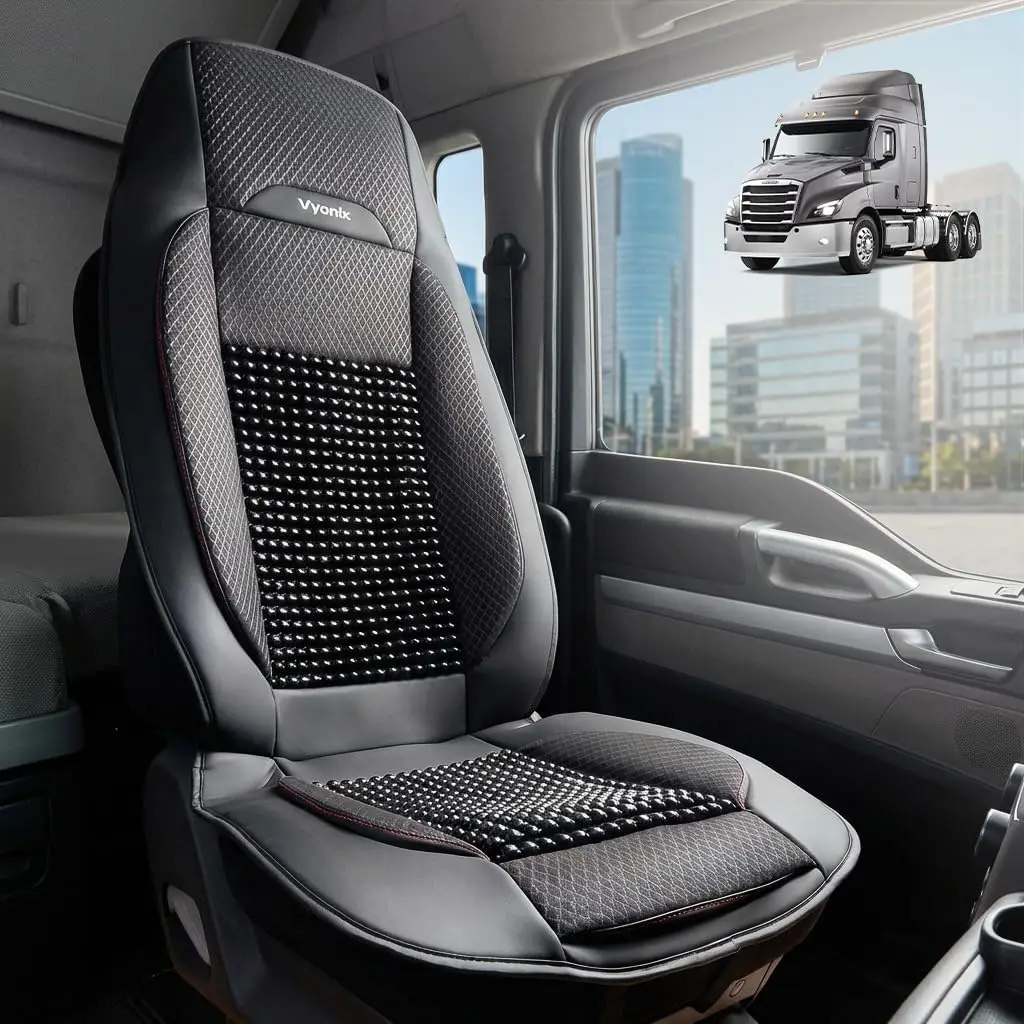 

Cooling Beaded Seat Covers for Semi Trucks, Ergonomic Back Support & Anti-Sweat Design, Universal Fit for Long Haul Comfort