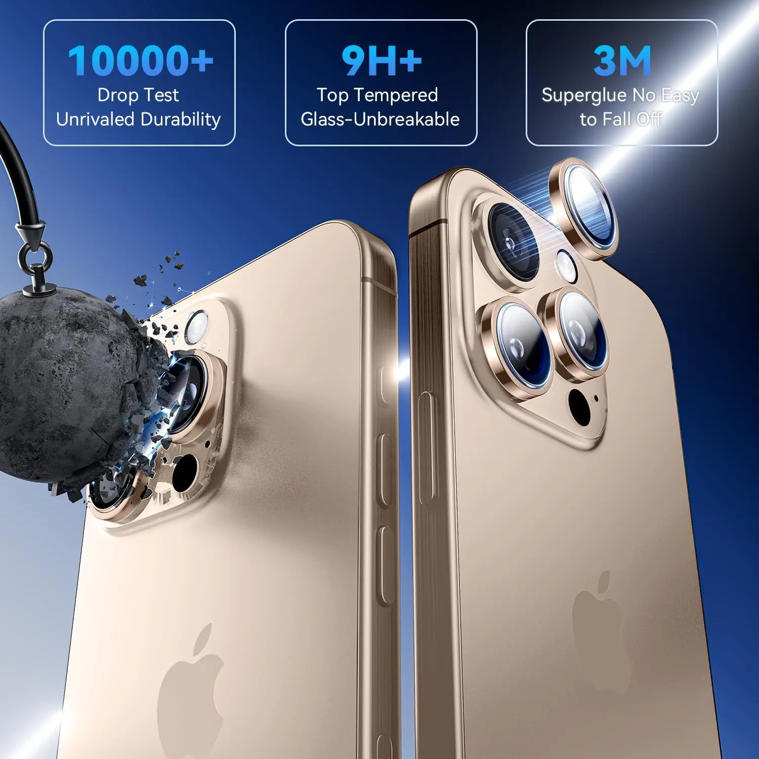 Desert Titanium Tempered Glass Camera Lens Protector Cover For iPhone 16 Pro Max 15 Plus 14 16Pro 16Plus Protection Accessories