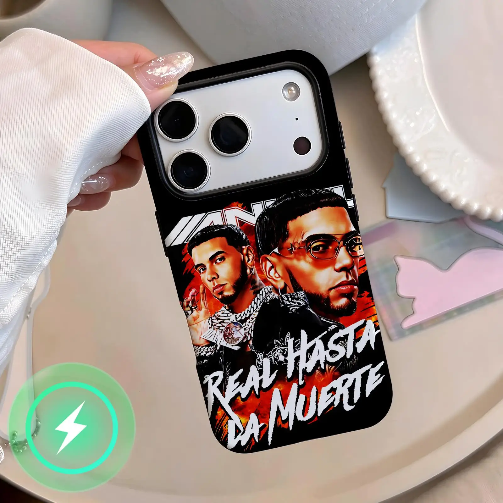 Phone Case For iPhone18 17 16 15 14 13 12 11Plus Pro Max Glossy Magnetic Film Case Rapper Anueles AA