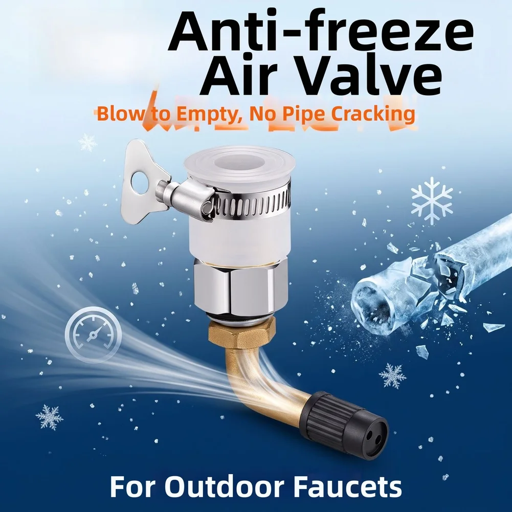 Outdoor Winter Faucet Freeze-Proof Air Valve Drain Pipe Burst Protection Tool Stainless Steel Aluminum Frost Protection