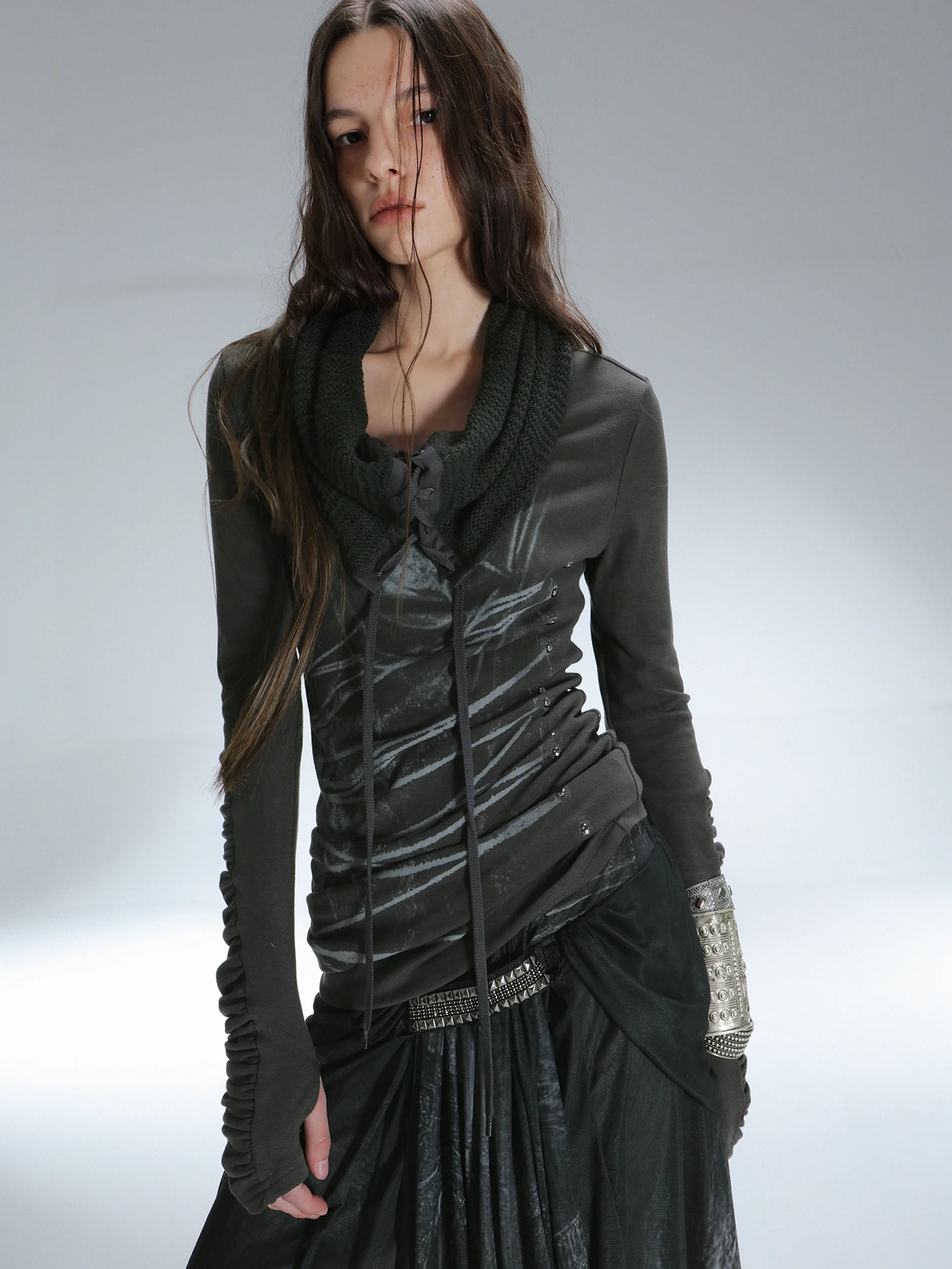 

DoublePunch Original Knitted Base irt Autumn Winter Printed Long Sve T-irt oulder Width Regular Cotton Polyester Blend