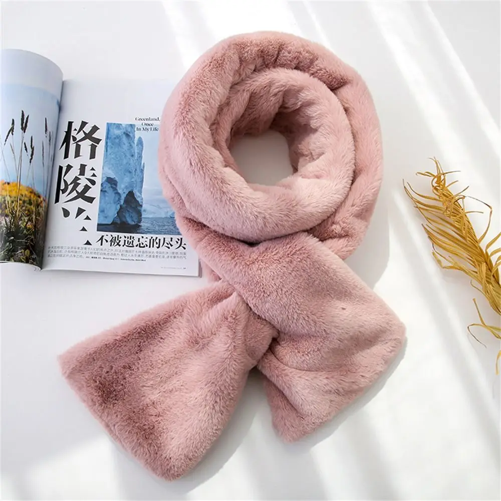 

Thicken Warm Faux Fur Winter Scarf Soft Plush Cold-proof Shawl Scarves Solid Color Windproof Neck Collar Warmer for Women