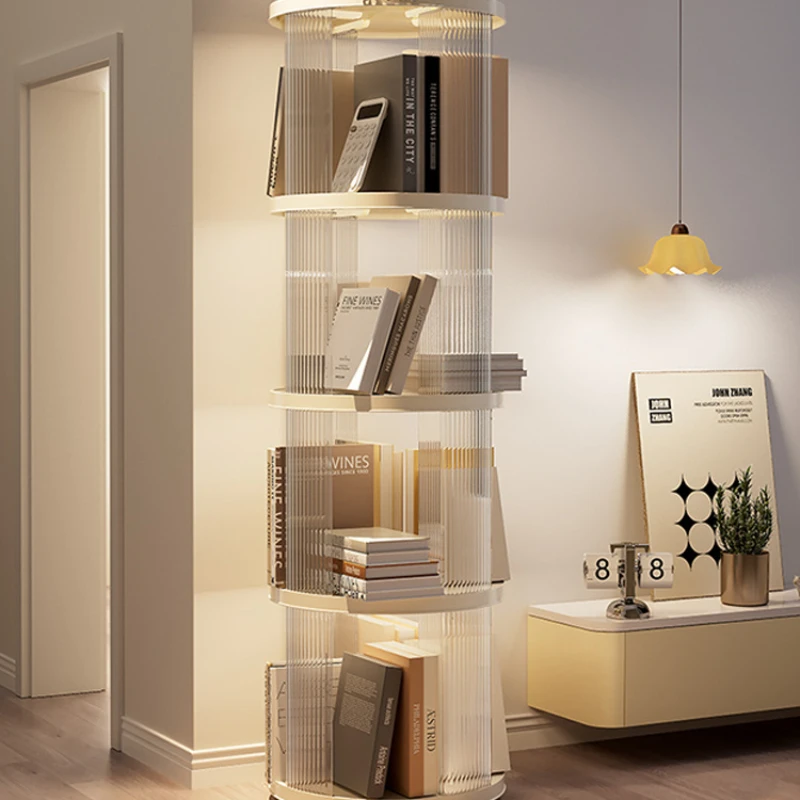 

Storage bookshelves for floor-to-ceiling household 360-degree rotating children's bookcases with large capacity movable shelves