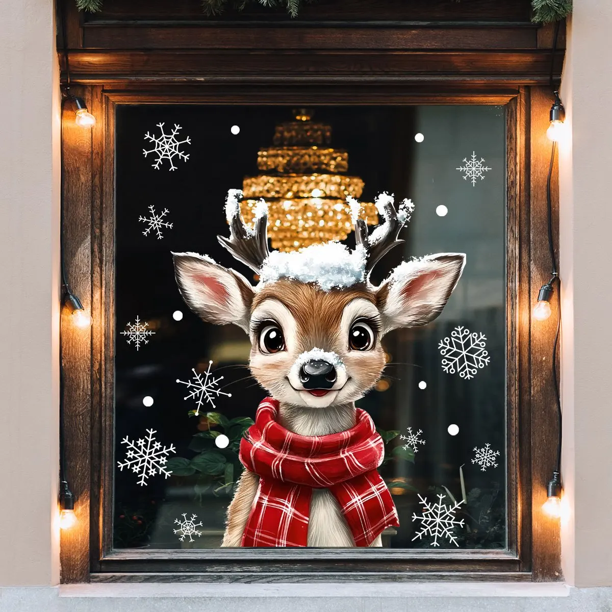 1 قطعة وشاح عيد الميلاد ندفة الثلج الرنة زجاج النافذة الشارات ثابت تتشبث ملصق مقاوم للماء لغرفة النوم غرفة المعيشة ديكور المنزل