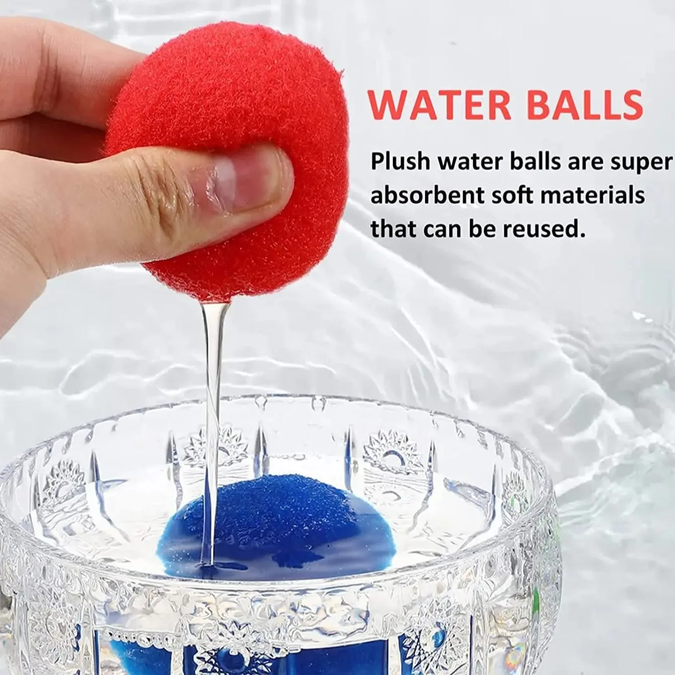 30Pcs Water Soaker Balls Reusable Sponge Water Balloons Cotton Splash Toys for Pool Beach Outdoor Summer Swimming Games Toy